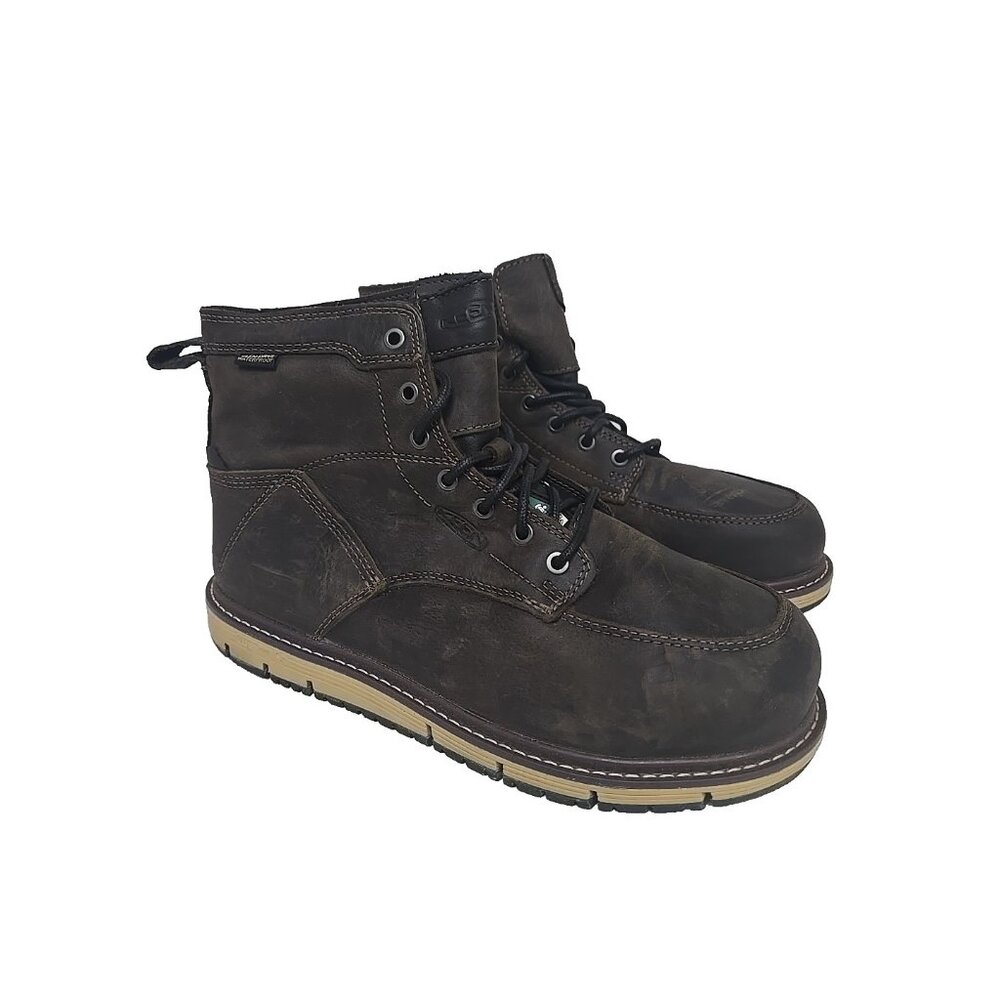 KEEN MENS SAN JOSE 6" WP ALUMINUM TOE Work Boots CASCADE BROWN/BLACK Size 10D